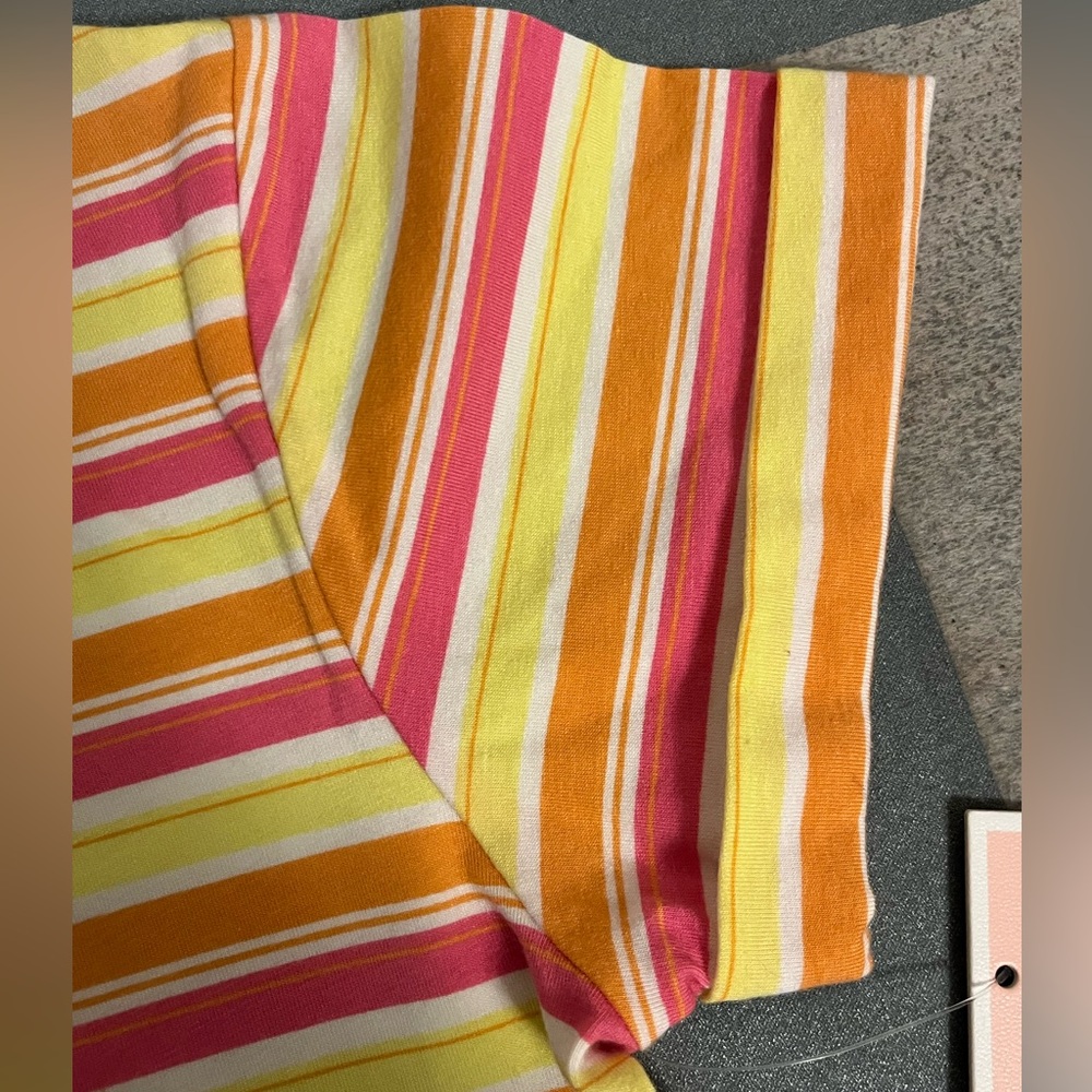 Juicy Couture Pink and Orange Yellow Striped Tee Shirt Dress Size 12 - Picture 4 of 12